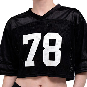 Maillot de football américain court personnalisé tendance pour femme, col en V en maille, haut court de sport, marque privée, streetwear, fournisseur de vêtements OEM - Product Image 6