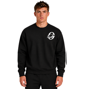 <b>Black</b> <b>Men</b> Sweatshirt Crew Neck Long Sleeve Pullover Casual <b>Fleece</b> Top Custom Logo Streetwear Winter Sportswear Wholesale Apparel - Product Image 1