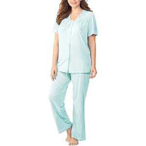 Conjunto de Pijama de Terciopelo Térmico 100% Seda para Mujer, 2 Piezas, con Botones, Pantalón Corto y Largo, Ropa de Dormir Personalizada - Product Image 1