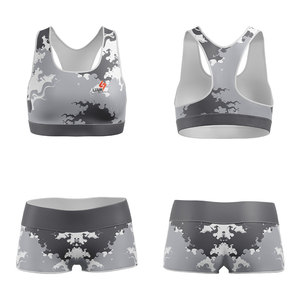 OEM Customized <b>Crop</b> <b>Top</b> High Waist Shorts High <b>Support</b> Bra Set Camouflage Print Spandex Polyester Women Yoga Gym Workout Wear - Product Image 1