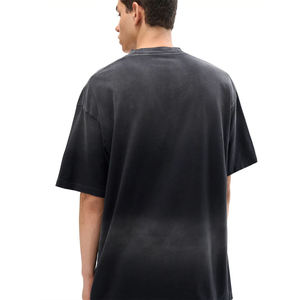 เสื้อยืดผ้าฝ้ายคอกลมแขนสั้นสำหรับผู้ชาย, เสื้อถักผ้าย้อมสีพื้นทรงโอเวอร์ไซส์ - Product Image 5