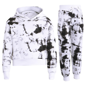 <b>Tie</b> <b>Dye</b> Hooded Tracksuit <b>Set</b> Full Sleeve Drawstring Joggers Casual Wear Tracksuit Autumn Outfit 100% Cotton Tracksuit - Product Image 1