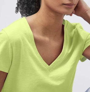 Camisetas de cuello en V de felpa con lavado ácido vintage para mujer, transpirables, de secado rápido, informales, de talla grande, OEM - Product Image 2