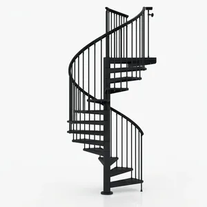 Escalier en spirale en fer avec rampe métallique, design moderne, pour usage extérieur en villa, fixation par boulons, durable - Product Image 1