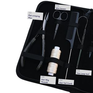 Kit d'outils pour extensions capillaires : Perles, Pince à sertir plate, Fil à boucles, Fil à perruque, Ciseaux, Grande pince de coiffure, Peigne à queue, Ensemble d'aiguilles - Product Image 3