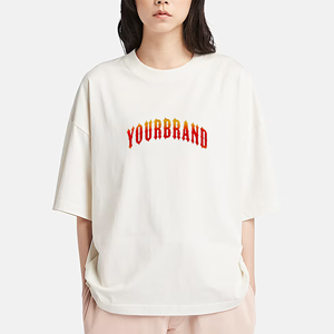 เสื้อยืดผู้หญิงคอกลมแขนตกแต่งลายปัก OEM/ODM ขายดีประจำฤดูร้อน ปักโลโก้ตามสั่ง ผ้าฝ้าย 100% ระบายอากาศได้ดี - Product Image 6