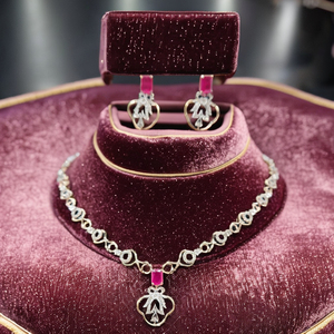 ชุดสร้อยคอเพชรสีโรสโกลด์และสีขาวสวยงามสง่างามคอลเลกชันเครื่องประดับพรีเมี่ยม - Product Image 4