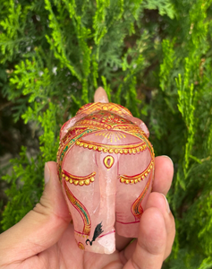 Hand Painted Pink Rose Quartz <b>Elephant</b> Statue Decorative Gemstone Animal Figurine Vastu Feng Shui Home <b>Decor</b> Gift - Product Image 4