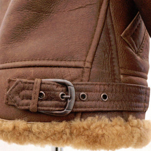 Veste en cuir de mouton pour homme, style sherpa, veste en cuir d'hiver, veste en fourrure de mouton, nouvelle veste en cuir marron chaude pour garçons - Product Image 4