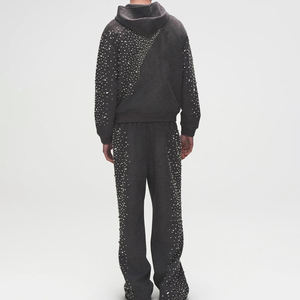 Ensemble de survêtement à capuche pour <span class=keywords><strong>homme</strong></span> avec motif à pois en sequins, tricoté en polyester, tenue streetwear d'hiver - Product Image 3