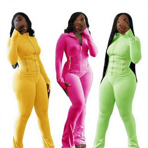 Custom Printed Yoga Clothing for Tall Girls Fitness Training Two-Piece Breathable Set Gold Zipper Jacket Skinny <b>Flared</b> <b>Leggings</b> - Product Image 2