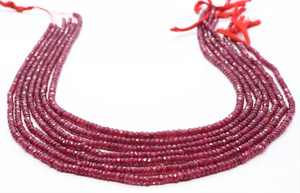 Cuentas facetadas de rubí AAA, cuentas de rubí rondelle de 4 mm, cuentas de rubí africano teñido, cuentas de piedras preciosas de rubí rosa facetadas de 16 pulgadas - Product Image 5