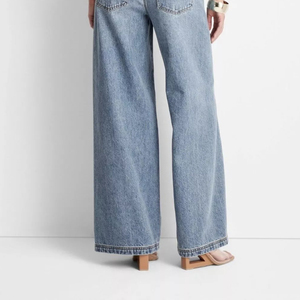 Jean baggy taille mi-haute pour femme, coupe ample, jambe large, en denim, boutonné, effet vieilli, style streetwear vintage, vente en gros personnalisée - Product Image 5