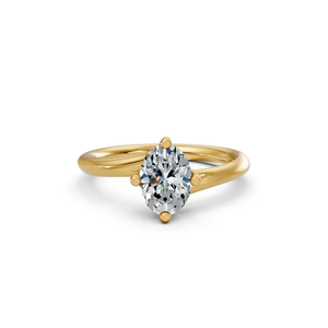 Bague de fiançailles et de mariage solitaire ovale en or jaune 10 carats, sertie de pierres de laboratoire, luxe classique minimaliste, sertie à griffes, plaquée rhodium, bijoux fins - Product Image 5