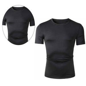 Camiseta de Compresión de Manga Corta Negra para Hombre, Corte Ajustado, Secado Rápido, Cuello Redondo, Ropa Deportiva para Gimnasio, Informal, Tejido Sólido - Product Image 4