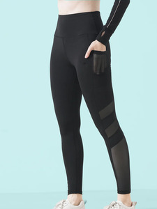 Women High Waist Mesh <b>Leggings</b> <b>Pocket</b> Gym Workout Tights Women Yoga Fitness <b>Leggings</b> Mesh Panel Activewear Pants High Rise - Product Image 1