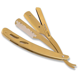 Premium Stainless Steel Gold Titanium Barber Straight Edge Razor High Quality Safety Shaving Razor for Professional Barbershop - Product Image 1