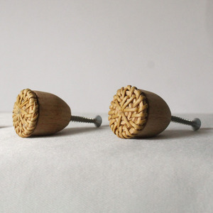 Poignées de meuble en rotin bohème, faites à la main, naturelles, pour commodes et portes - Product Image 5