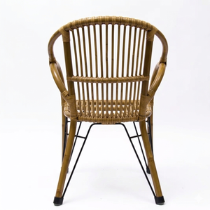 Meubles de salle à manger modernes européens, chaise à bras en rotin naturel, chaise à bras Mandalio de style rustique avec matériaux de haute qualité - Product Image 3