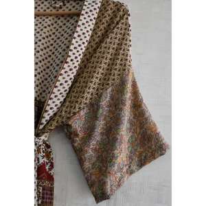 ชุดกิโมโนผ้าไหมปะติดปะต่อสำหรับผู้หญิง ชุดนอนยาวหรูหราสไตล์โบโฮ ดีไซน์เนอร์ - Product Image 4