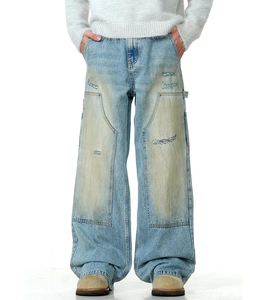 Jeans en denim déchirés vintage de haute qualité pour hommes, coupe droite, style streetwear, nouveau design, vente en gros OEM - Product Image 6
