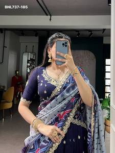 Best <b>Fabric</b> Vichitra Silk with All-Over Butti & Border with <b>Sequin</b>-Thread Embroidered Lehenga-Choli Set Woman Fashion - Product Image 6