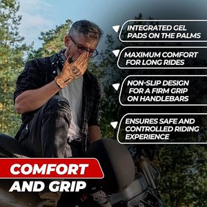 Guantes de Motociclismo de Invierno de Cuero Marrón Vintage, Forrados de Felpa, con Cierre de Cremallera, Compatibles con Pantalla Táctil, Protección Completa para los Dedos - Product Image 4