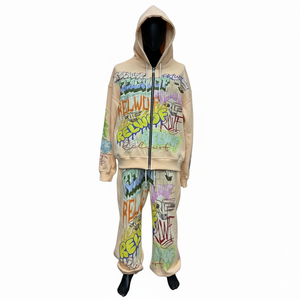 Ensemble de survêtement unisexe entièrement personnalisable avec imprimé graffiti, coupe ample, fermeture éclair intégrale, style streetwear, pour adultes, vêtements décontractés de printemps - Product Image 6