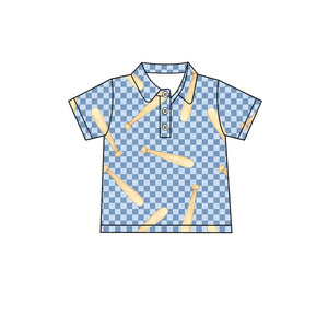 Camisetas tipo polo con estampado de béisbol para niños OEM/ODM, de manga corta con solapa, ropa para niños pequeños, ropa para niños, ropa infantil. - Product Image 6