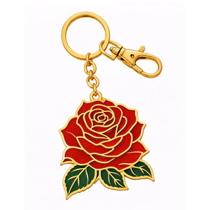 Llavero grande de metal con forma de rosa, recuerdo personalizado del fabricante. - Product Image 1