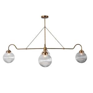 Brass Chandelier With Ribbed Glass <b>Globes</b> Ceiling <b>Light</b> Fixture Traditional Style Indoor Study Room Decor - Product Image 5