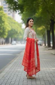 Traje Salwar de Tres Piezas / Conjunto Kurti para Mujer, Diseño Digital con Estampado de Tela de Piel Sintética J Premium, Ideal para Fiestas y Uso Diario - Product Image 4