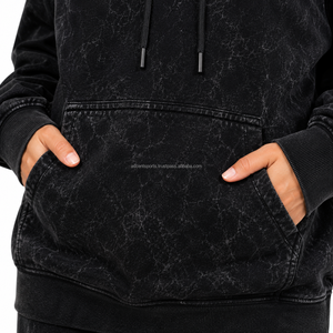 Sudadera con capucha para mujer, estilo vintage, lavado ácido, de algodón grueso, forro polar, OEM, ODM, marca privada, venta al por mayor, personalizada - Product Image 5