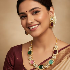 Collier Kundan en moissanite SKU- AN 372 MK - Product Image 1