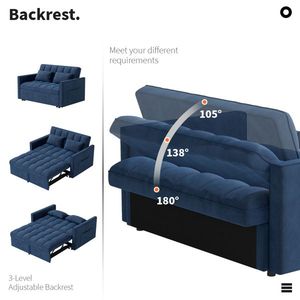 โซฟาเบดผ้ากำมะหยี่แบบสองที่นอน พร้อมเตียงเสริมแบบดึงออกได้ หมอนนุ่ม 2 ใบ ช่องเก็บของด้านข้าง - Product Image 5