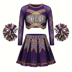 Uniformes de cheerleading pour jeunes, lots en gros, crop top, expédition rapide depuis les États-Unis, couleurs en stock, logo personnalisé, polyester, séchage rapide, respirant. - Product Image 1