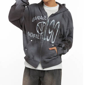 Sweat à capuche zippé sérigraphié, impression personnalisée, fermeture éclair intégrale, tissu doux, idéal pour les sweats à capuche de style streetwear - Product Image 3