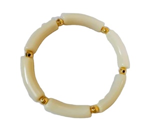 Pulseras Elásticas de Cuentas de Resina Facetadas Beige Clásicas Sin Cortar, Joyería de Moda - Product Image 5