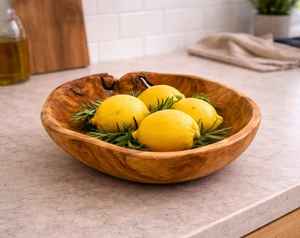 Bol à collation en bois naturel de qualité alimentaire, poli à la main, rond, pour servir des noix, des bonbons, des desserts et comme vaisselle, décoration de cuisine - Product Image 5