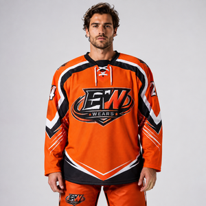 Jersey de hockey sobre hielo duradero hecho con tela de primera calidad que ofrece un ajuste cómodo y un rendimiento confiable en el campo de juego. - Product Image 4
