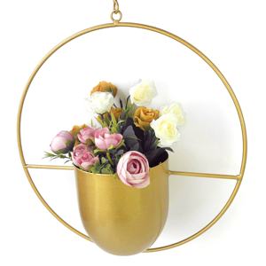 Macetero Colgante de Pared de Metal Dorado, Soporte Redondo para Macetas, Decoración Moderna para Interiores, Hogar y Jardín, Venta al por Mayor OEM, Compra a Granel, Tendencia - Product Image 5