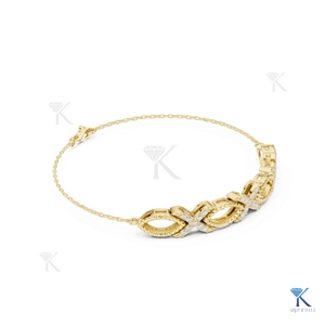 Luxury 14K <b>Solid</b> <b>Gold</b> Tennis Bracelet Brilliant Cut Lab Grown Diamond Centerpiece Halo Side Diamonds-Engagement Party Gift - Product Image 5