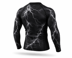 <b>Men's</b> Black Lightning <b>Compression</b> <b>Shirt</b> Long Sleeve Rash Guard Gym Fitness Workout Athletic Base Layer Performance Sportswear - Product Image 3