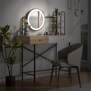 Tocador de Maquillaje de 40 Pulgadas con Espejo Iluminado de 3 Modos, Estación de Carga Inalámbrica, 3 Cajones Abiertos y Estantes - Product Image 5