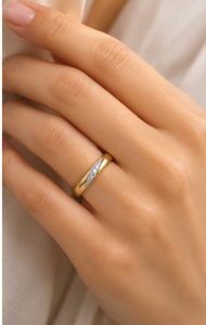 14k Gold Plated Natural Diamond Vintage Engagement <b>Ring</b> Slim Band Trendy for Women and Men - Product Image 2