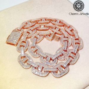 Charm_Jewells Silver 14K Gold Plated Moissanite <b>Statement</b> <b>Necklace</b> Brilliant Cut Geometric Link Chain Unisex Luxury IGI - Product Image 1