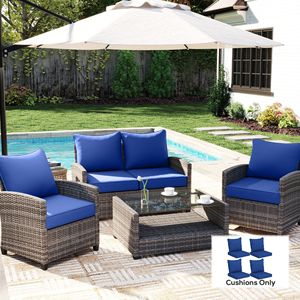 8 Cojines Azul Marino para Sillas de Patio con Asiento y Respaldo, Resistentes a la Decoloración, Almohadas para Exteriores y Juego de Cojines de Repuesto para Asiento - Product Image 2