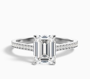 <b>Emerald</b> Cut Moissanite Claw Setting 925 Sterling <b>Silver</b> Gold Plated Engagement Wedding Anniversary Minimalist Dainty Promise - Product Image 1