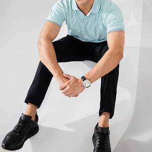 Nouveau design T-shirt en coton pour homme avec logo personnalisé, couleur unie, respirant, décontracté, grande taille, polo, vente en gros - Product Image 3