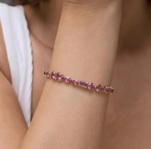 Mix Shape Lab Grown Ruby Stone Charm <b>Bracelet</b> Women 925 Sterling Silver Gold Plated Luxury Third Party Certified Elegant Fine - Product Image 3